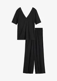 Pyjama met viscose en wijde broek (2-dlg. set), bonprix