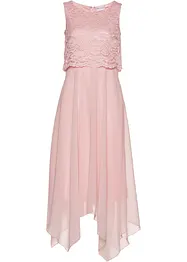Premium chiffon midi jurk met kant, bonprix
