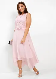Premium chiffon midi jurk met kant, bonprix