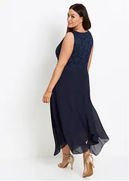 Premium chiffon midi jurk met kant, bonprix