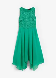 Premium chiffon midi jurk met kant, bonprix