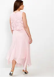 Premium chiffon midi jurk met kant, bonprix