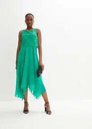 Premium chiffon midi jurk met kant, bonprix