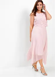 Premium chiffon midi jurk met kant, bonprix
