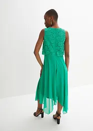 Premium chiffon midi jurk met kant, bonprix