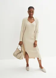 Lang gebreid vest met zijde, bonprix