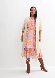 Lang gebreid vest met zijde, bonprix