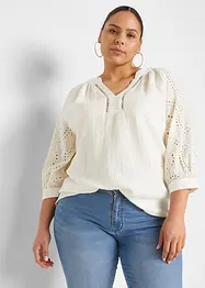 Mousseline tuniek met broderie anglaise, bonprix