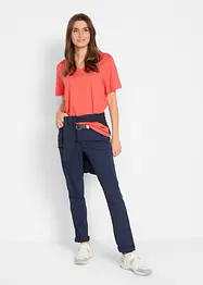 Wijd longshirt met V-hals, korte mouw  (set van 5), bonprix