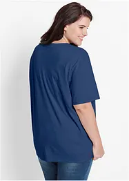 Wijd longshirt met V-hals, korte mouw  (set van 5), bonprix