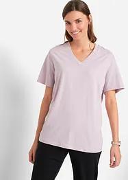 Wijd longshirt met V-hals, korte mouw  (set van 5), bonprix