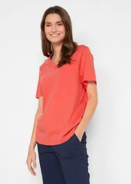 Wijd longshirt met V-hals, korte mouw  (set van 5), bonprix