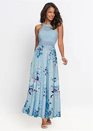 Gebloemde maxi zomerjurk met een kanten lijfje, bonprix