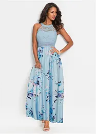 Gebloemde maxi zomerjurk met een kanten lijfje, bonprix