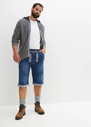Stretch jeans bermuda met borduursel, regular fit, bonprix