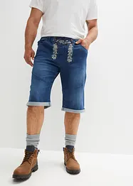 Stretch jeans bermuda met borduursel, regular fit, bonprix