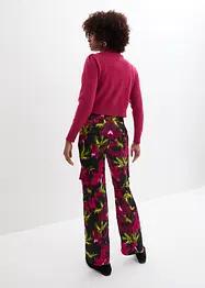 Satijnen cargo broek met bloemenprint, bonprix