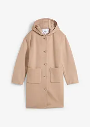 Korte coat in wollen look met capuchon, bonprix