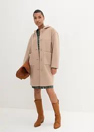 Korte coat in wollen look met capuchon, bonprix