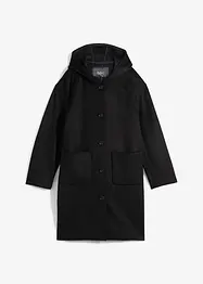 Korte coat in wollen look met capuchon, bonprix