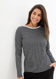 Gestreepte longsleeve met boothals, bonprix