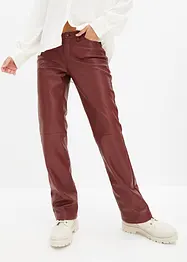 Imitatieleren broek met mid waist, bonprix