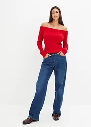 Geribde off shoulder trui, bonprix