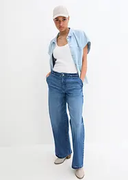 Wide leg stretch jeans met mid waist, bonprix