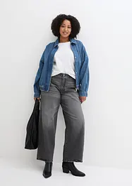 Wide leg stretch jeans met mid waist, bonprix