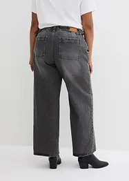 Wide leg stretch jeans met mid waist, bonprix