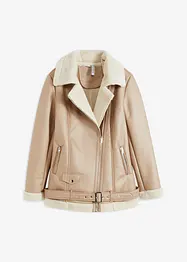 Lange shearling jas met imitatiebont, bonprix