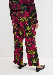 Satijnen cargo broek met bloemenprint, bonprix