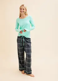 Pyjama met geribd shirt en flanelle broek, bonprix