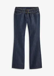 Flared jeans met low waist en riem, rinse washed (2-dlg. set), bonprix