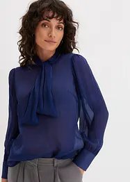 Blouse met strik van glanzend satijn, bonprix