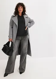 Gebreide hoodie met kangoeroezak van viscosemix, bonprix