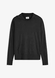 Gebreide hoodie met kangoeroezak van viscosemix, bonprix