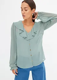 Blouse met volants en kralen, bonprix