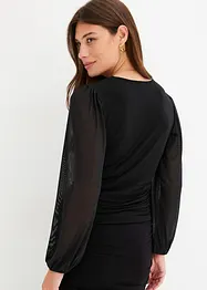 Mesh shirt met plooitjes, bonprix