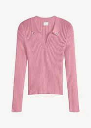 Poloshirt met siersteentjes, bonprix