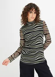 Mesh shirt met opstaande kraag, bonprix