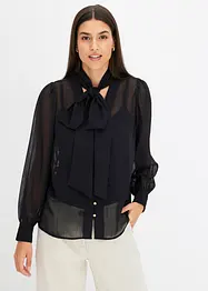 Chiffon blouse met strik, bonprix