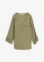 Blouse met lange mouwen en V-hals van vloeiende viscose, bonprix
