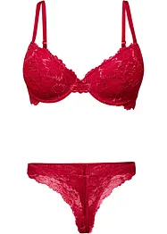 Voorgevormde bh met beugels + string van zachte kant (2-dlg. set), bonprix