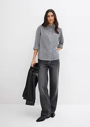 Oversized geruite blouse met pofmouwen, bonprix