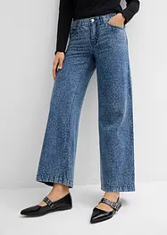 Wide leg jeans, mid waist, met strass, bonprix