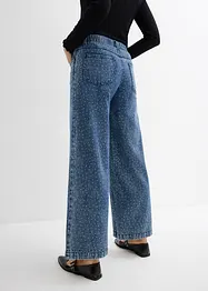 Wide leg jeans, mid waist, met strass, bonprix