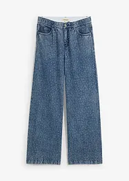 Wide leg jeans, mid waist, met strass, bonprix