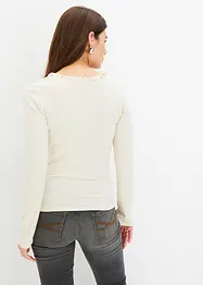 Geribd shirt met plooitjes en volants, bonprix