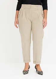 Lichte twill broek in paperbag stijl, bonprix